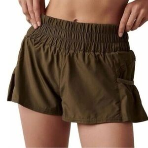 NWT FP Movement Free People Dark Olive Green Get Your Flirt On Athletic Shorts